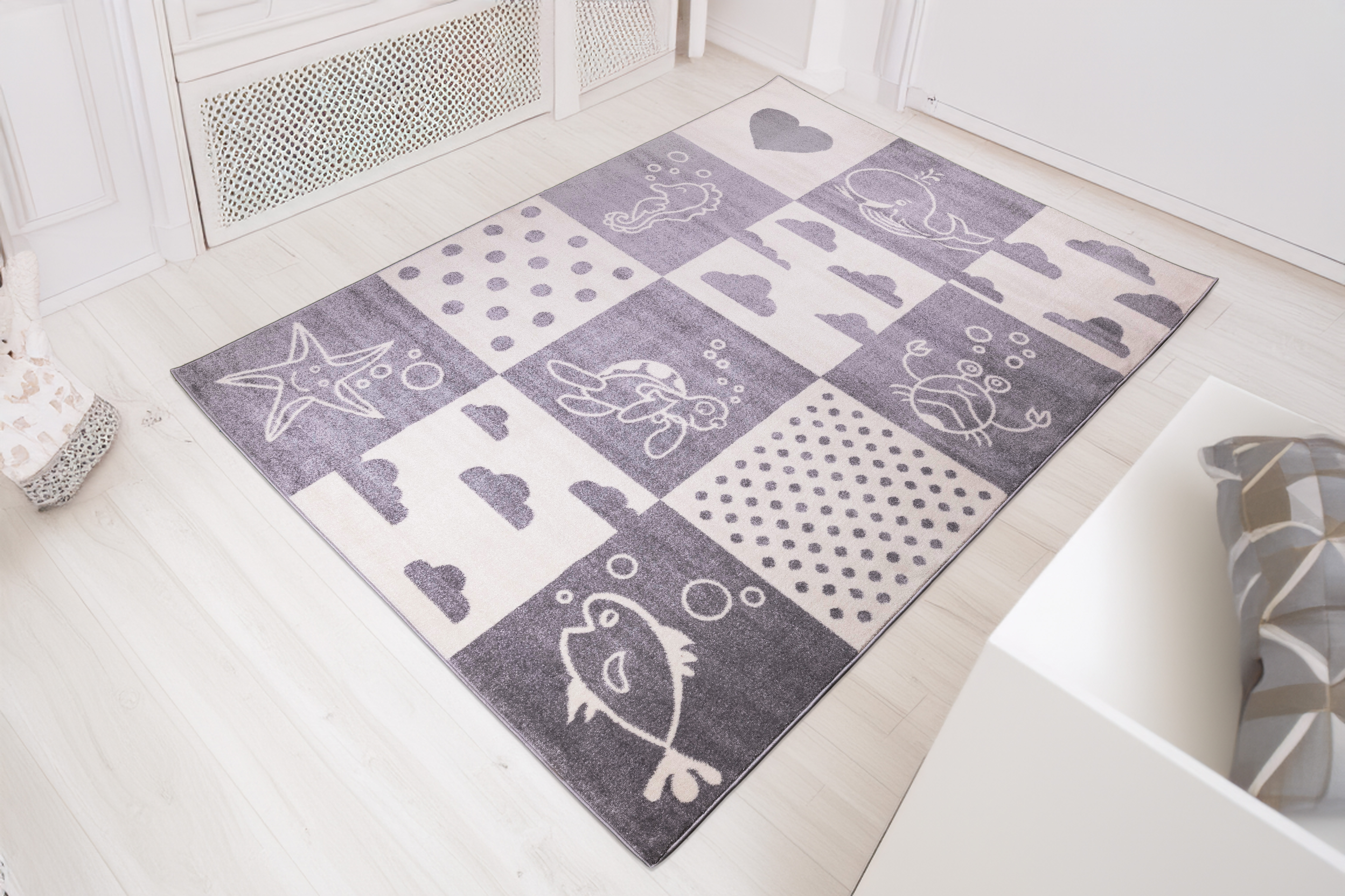 Sziluett szőnyeg Vízimozaik Fehér-világosszürke 120x170 cm